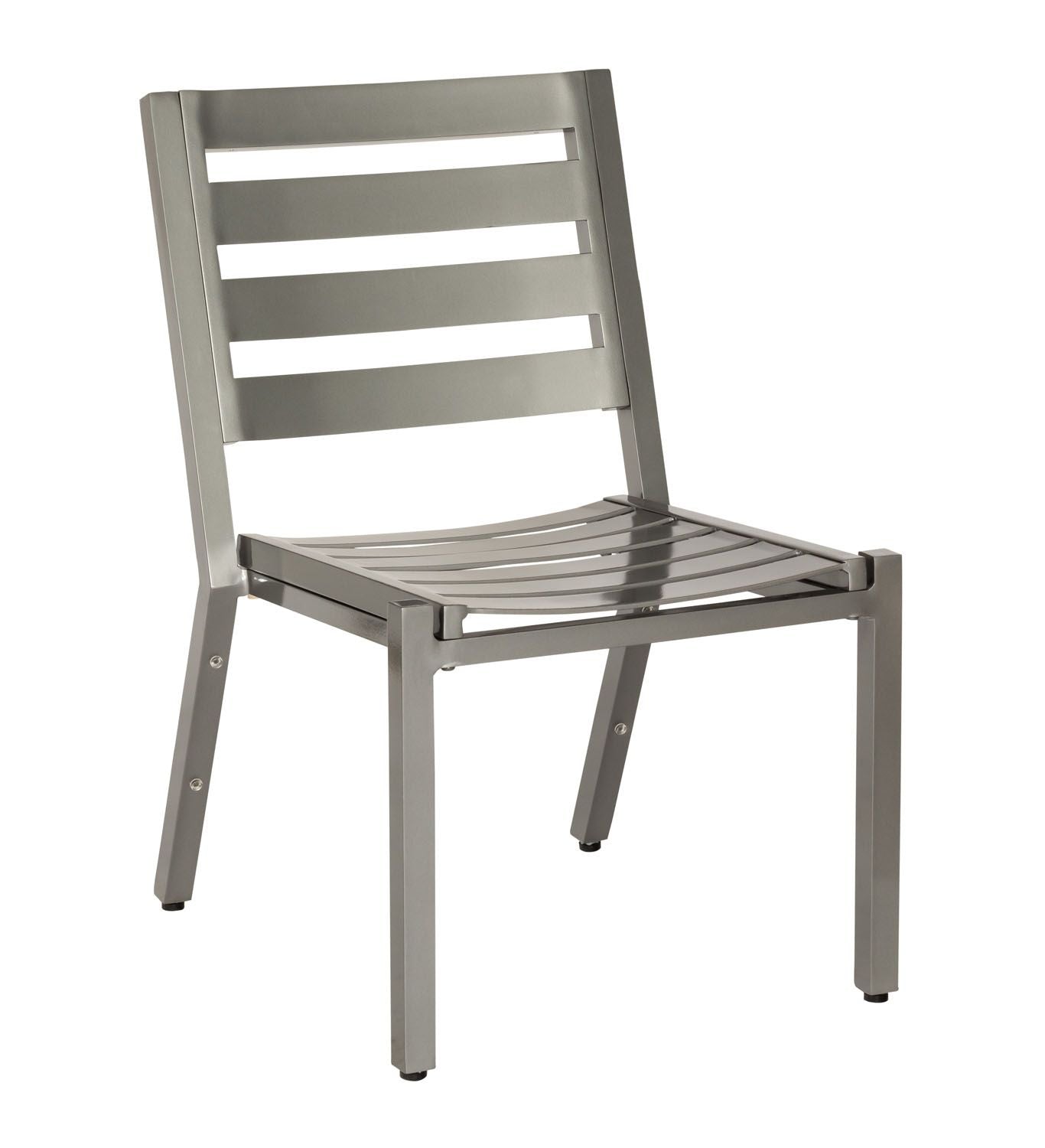 Woodard Palm Coast Slat Dining Side Chair - Stackable, Aged Teak, No Cushion, Grade A Fabric, Garden Chairs, Dining Chairs, Palm Coast Slat, Aluminum, Dining Chairs, Rectangular, Outdoor