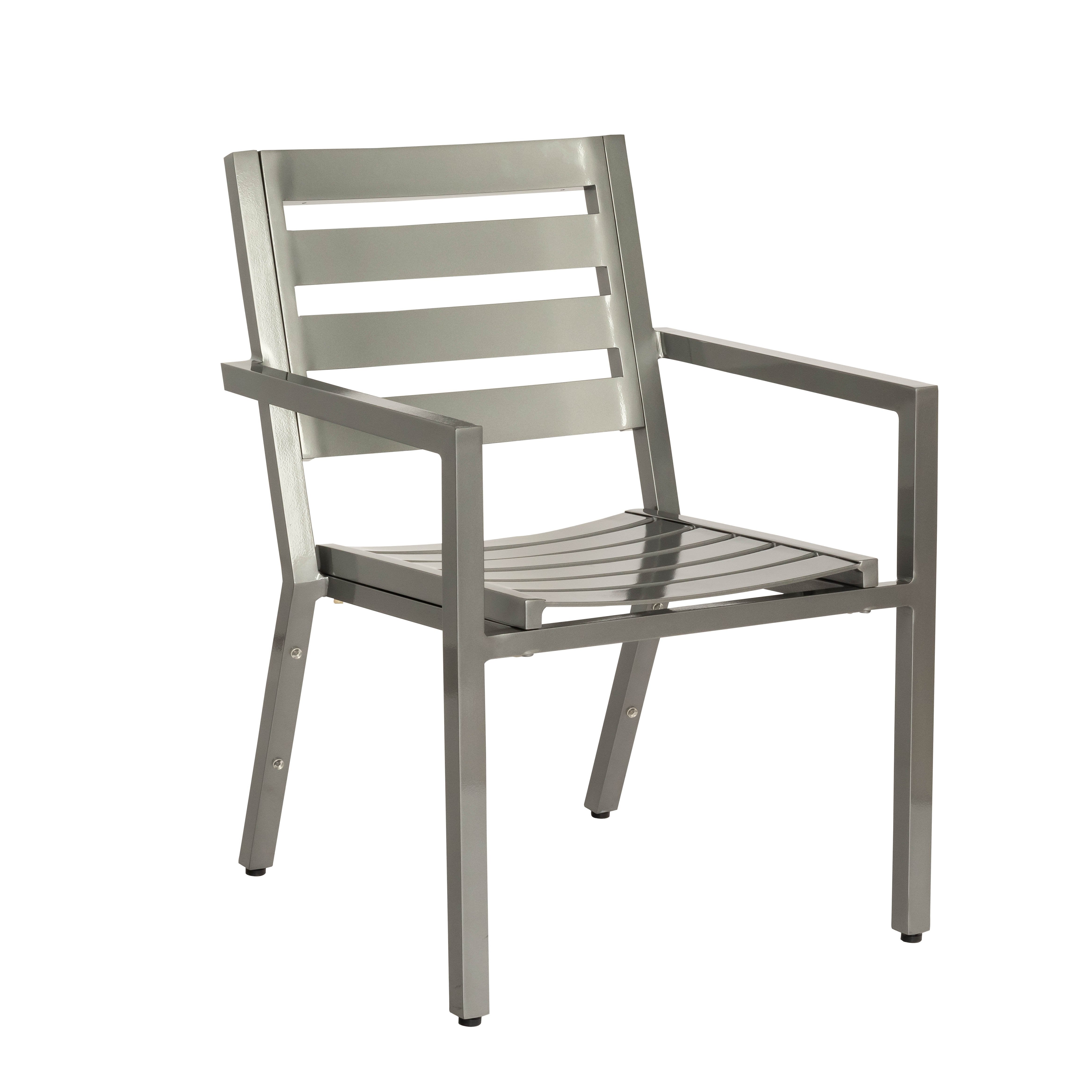Woodard Palm Coast Slat Dining Armchair - Stackable, Aged Teak, No Cushion, Grade A Fabric, Garden Chairs, Dining Chairs, Palm Coast Slat, Aluminum, Dining Chairs, Rectangular, Outdoor