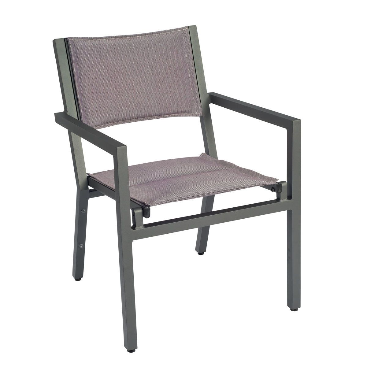 Woodard Palm Coast Padded Sling Dining Armchair - Stackable, Aged Teak, Augustine Alloy (Grade A), Grade A Fabric, Garden Chairs, Arm Chairs, Palm Coast, Aluminum, Armchair, Rectangular, Outdoor