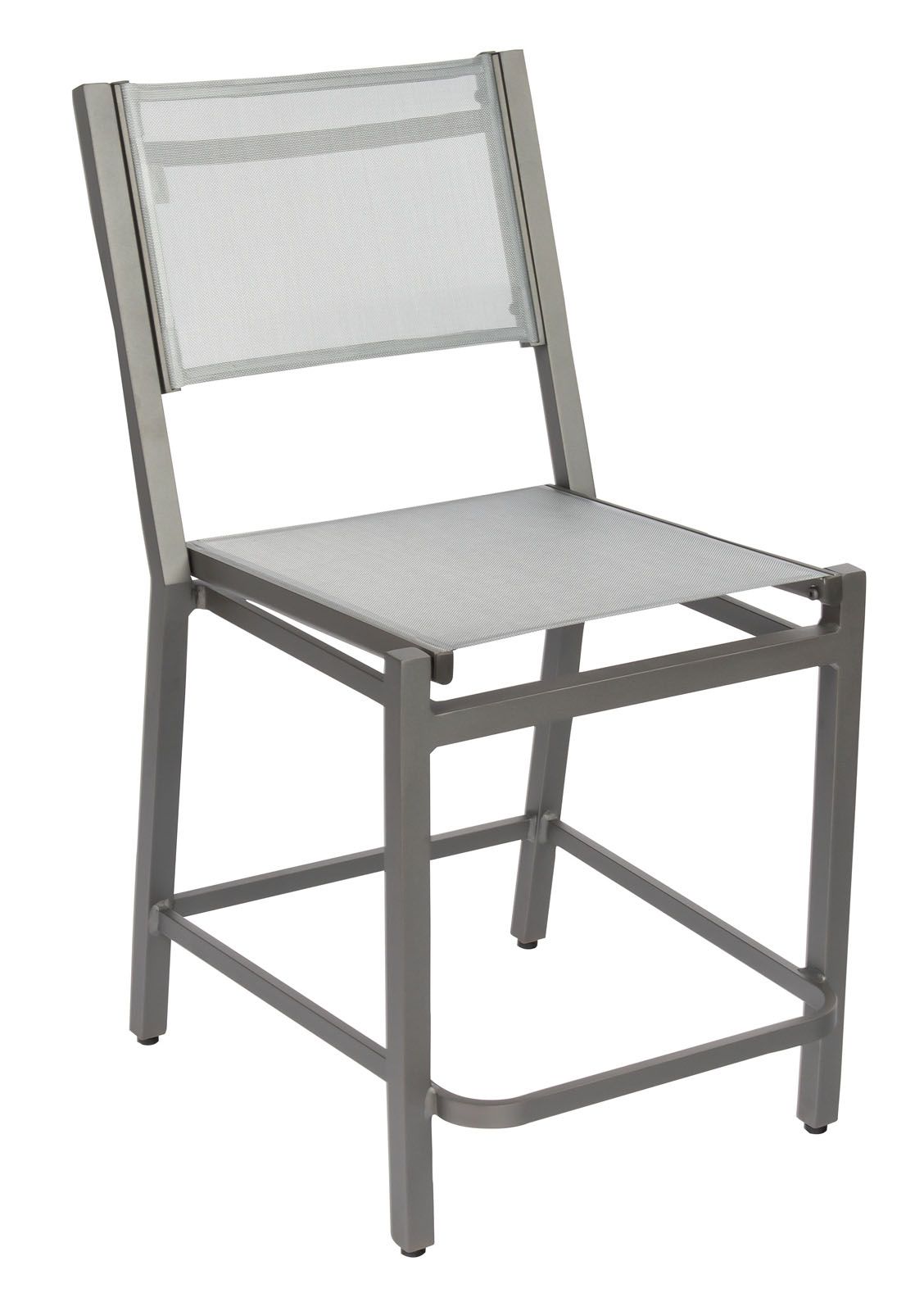 Woodard Palm Coast Sling Counter Stool without Arms, Aged Teak, Augustine Alloy (Grade A), Grade A Fabric, Garden Chairs, Counter Stools, Palm Coast, Aluminum, Counter Stools, Rectangular, Outdoor