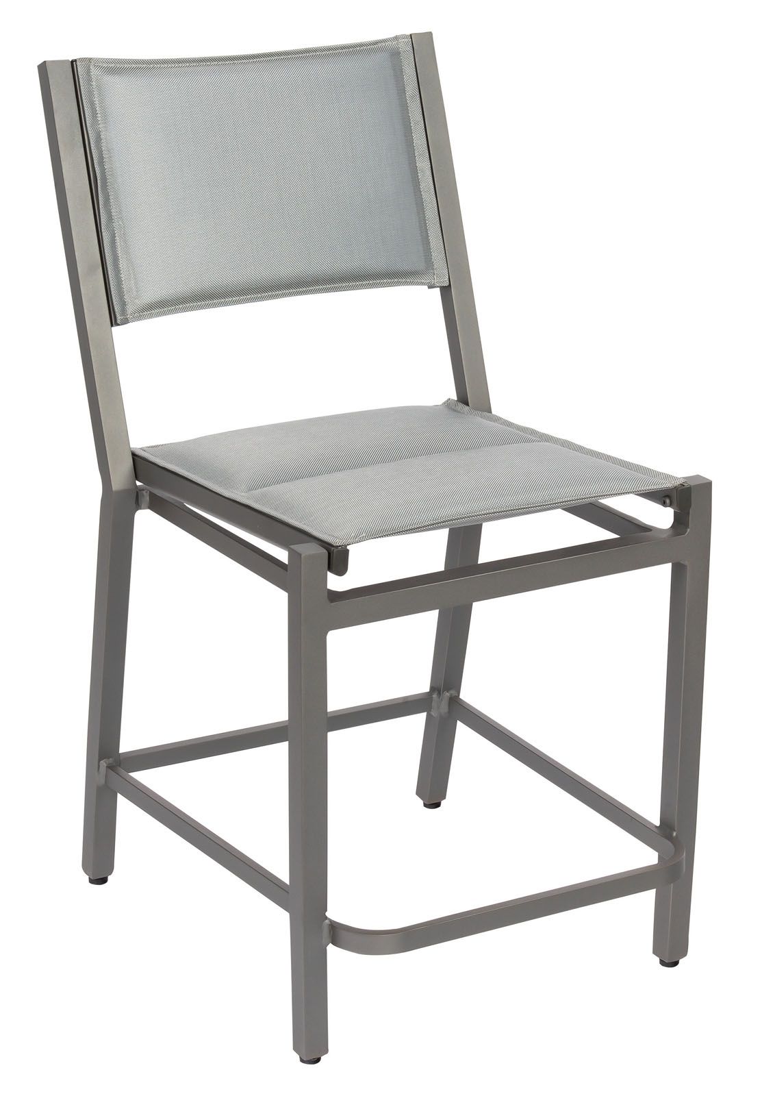 Woodard Palm Coast Padded Sling Counter Stool without Arms, Aged Teak, Augustine Alloy (Grade A), Grade A Fabric, Garden Chairs, Counter Stools, Palm Coast, Aluminum, Counter Stools, Rectangular, Outdoor