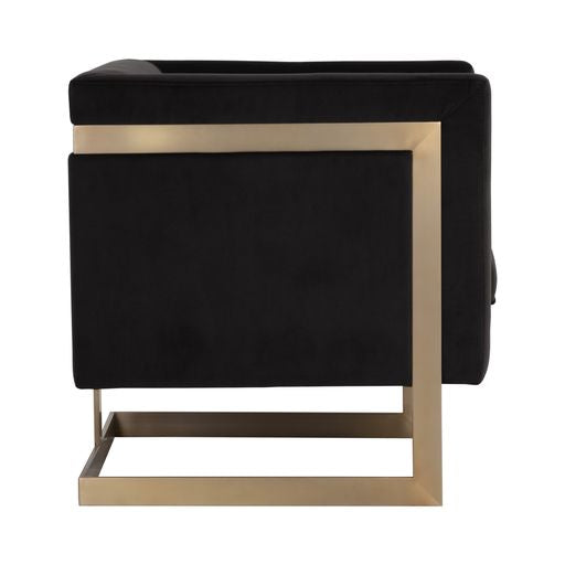 Sunpan Yvette Armchair Gold in Abbington Charred Brown / Chacha Grey / Meg Olive
