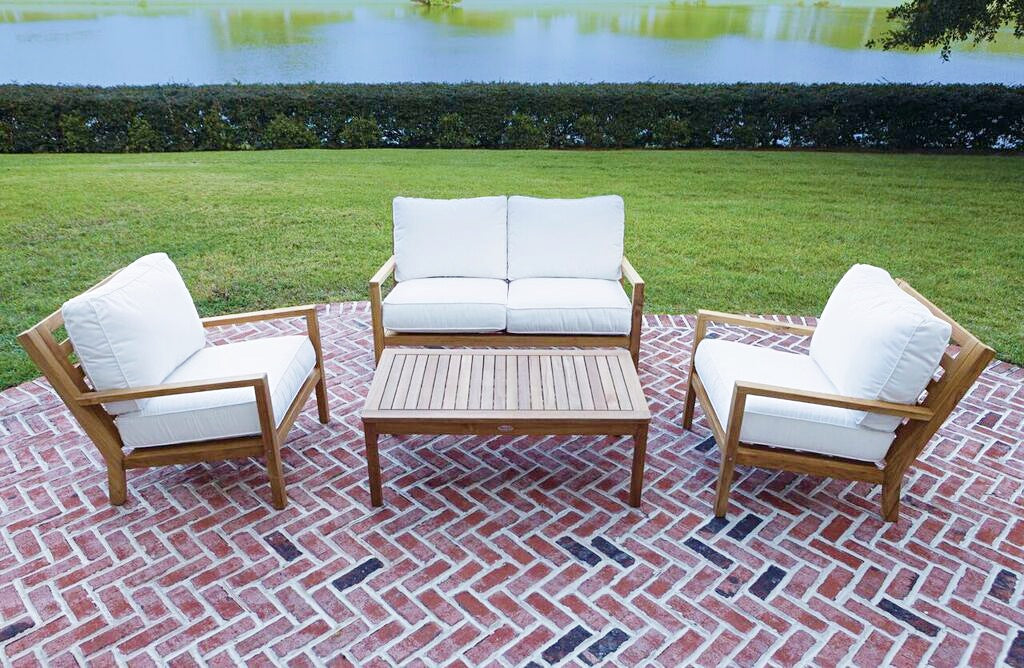 Royal Teak Coastal Wooden Set with Two Club Chairs or Miami Coffee Table and 2-Seater Loveseat