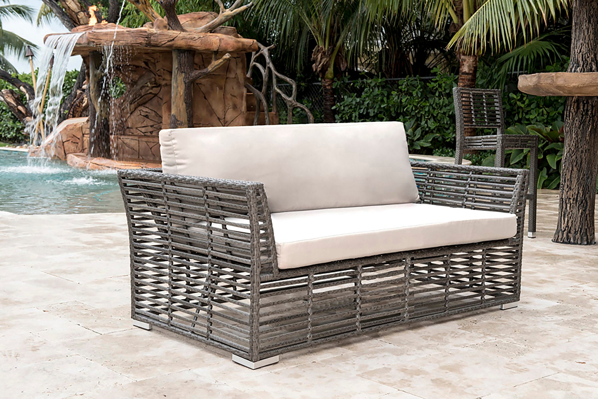 Panama Jack Outdoor Graphite Loveseat with Cushions