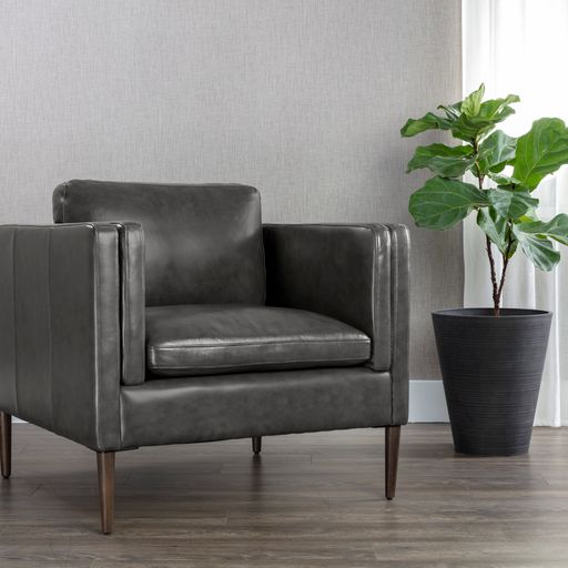 Sunpan Richmond Armchair - Brentwood Charcoal Leather