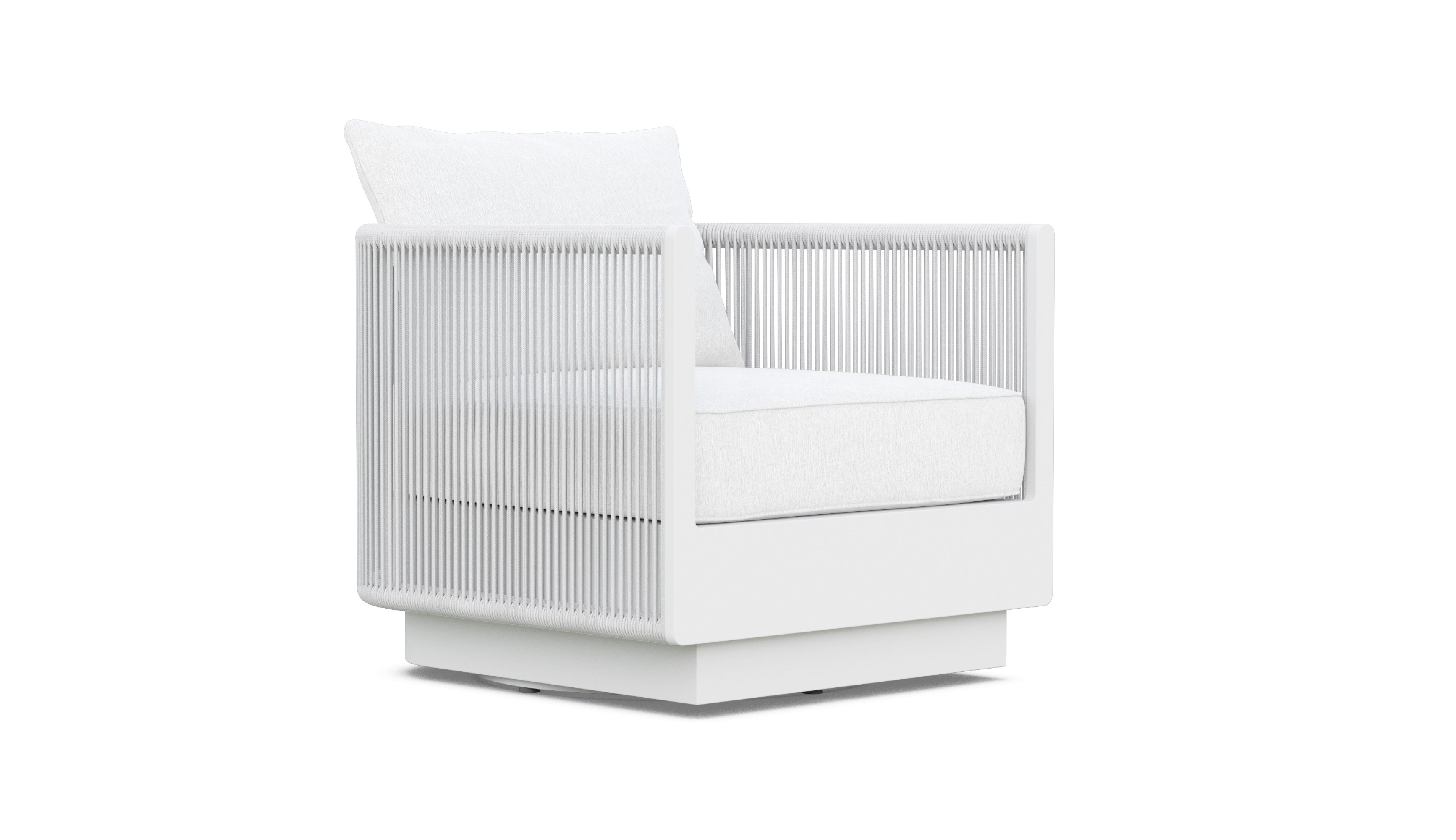Azzurro Living Porto Swivel Club Chair In Matte White/Charcoal Aluminum With Pearl Gray/Ash All-Weather Rope