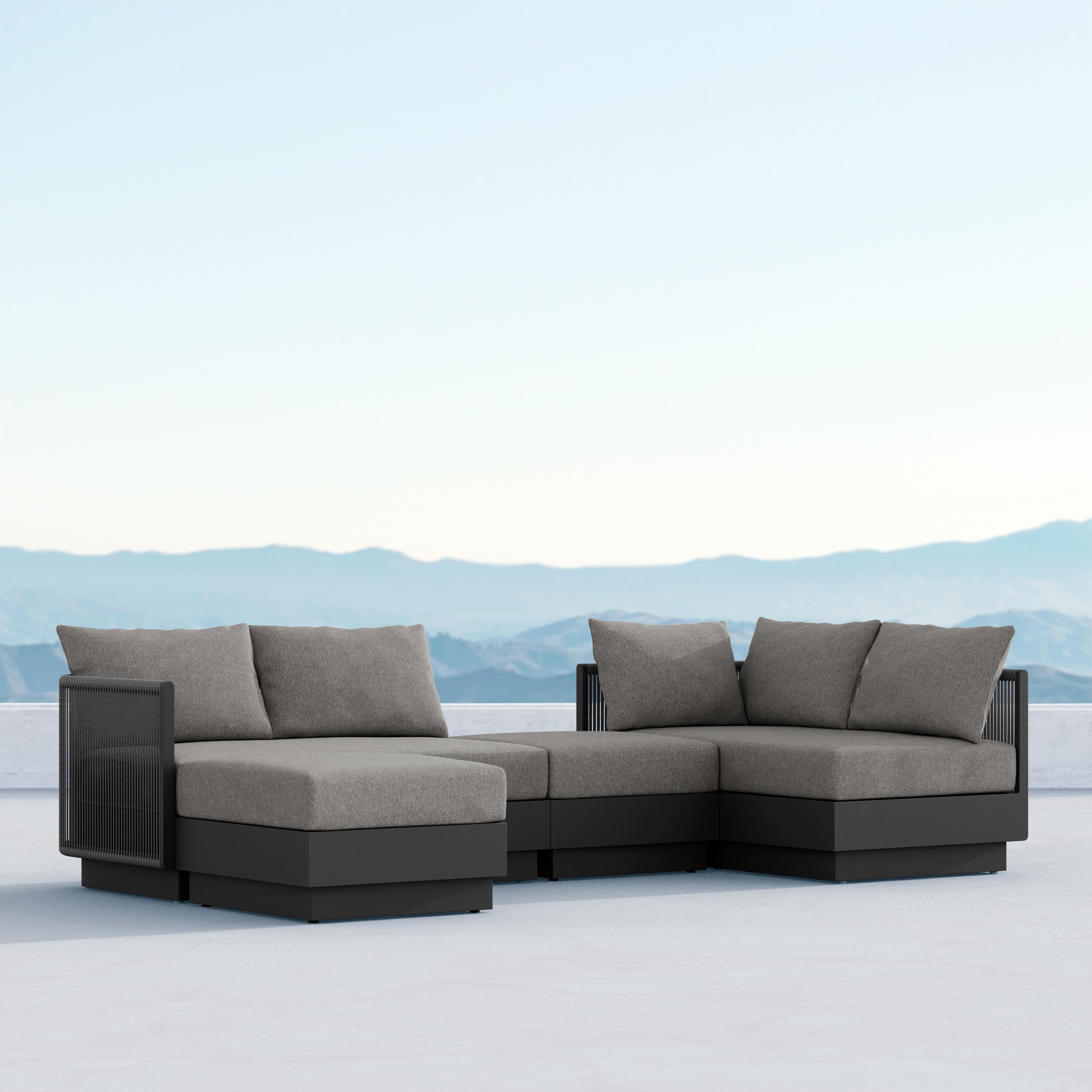 Azzurro Living Porto Sectional Sofa In Matte White/Charcoal Aluminum Frame - Build Your Own
