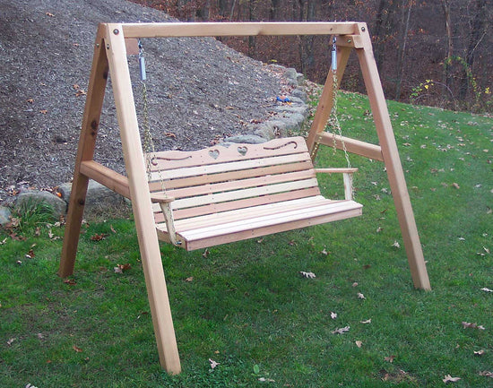 Creekvine Designs 4'/5'/6' Cedar Country Hearts Porch Swing With Stand