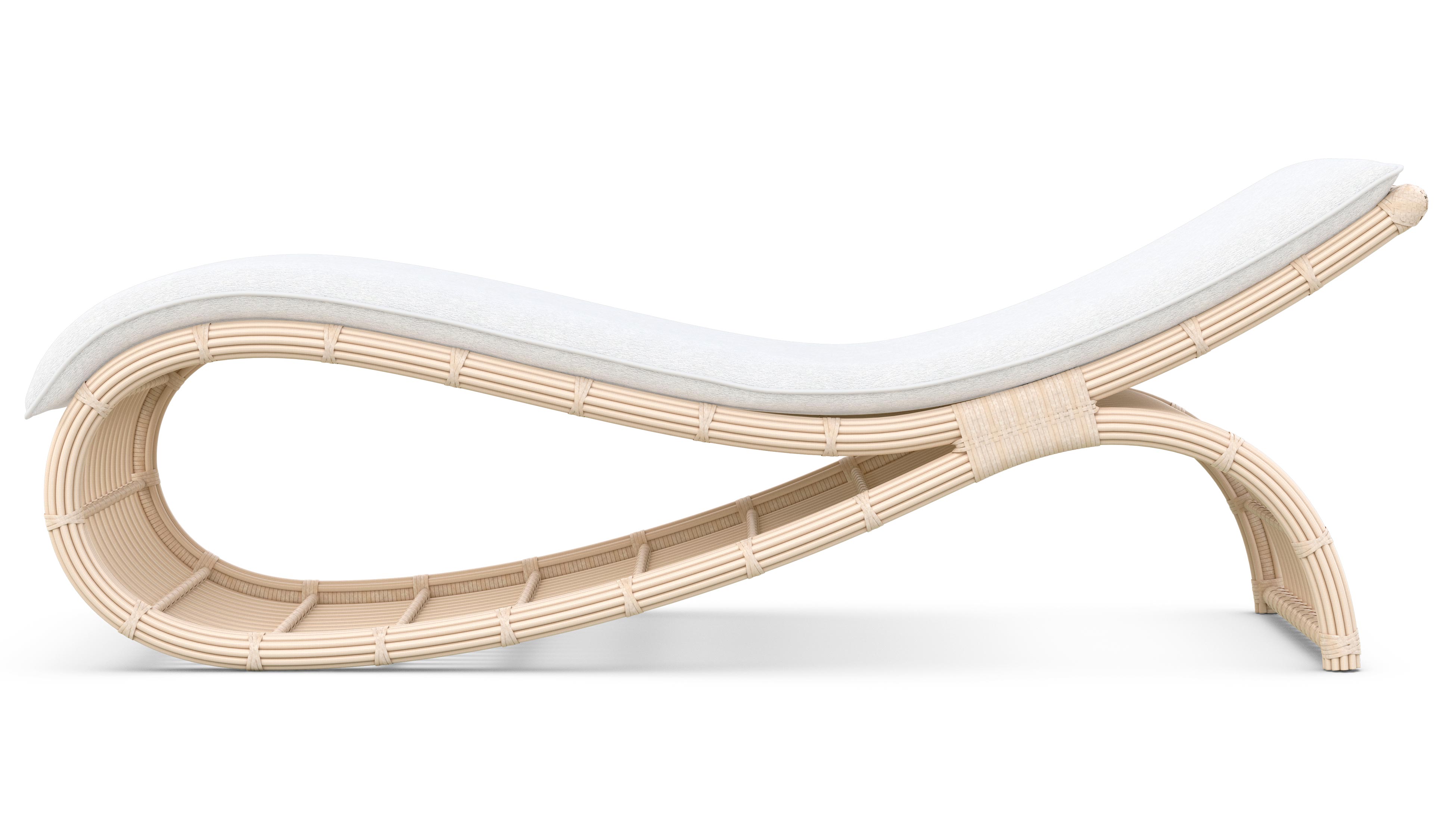 Azzurro Living Paloma Wave Lounge Chair With Matte White Aluminum Frame And Almond All-Weather Wicker