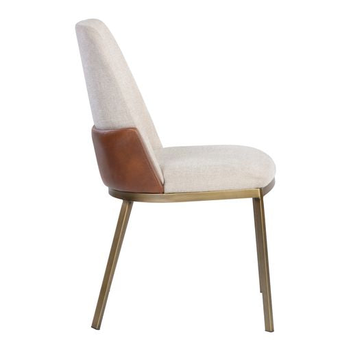 Sunpan Marie Dining Chair Belfast Heather Grey-Bravo Metal / Belfast Oatmeal-Bravo Cognac - Set of Two