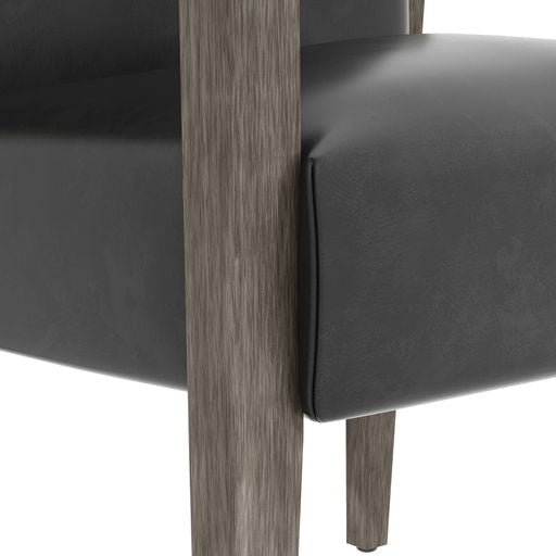 Sunpan Earl Dining Armchair in Ash Grey - Brentwood Charcoal / Natural - Pecan Leather