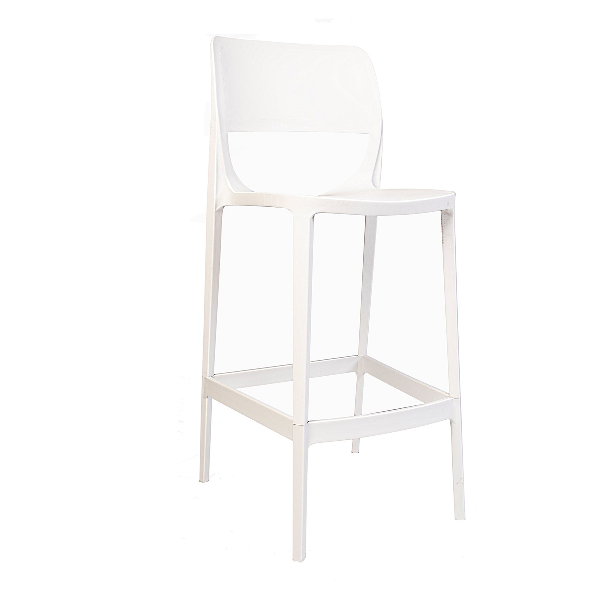 Rainbow Outdoor Bella Set of 2 Stackable Barstool with No Arms-White