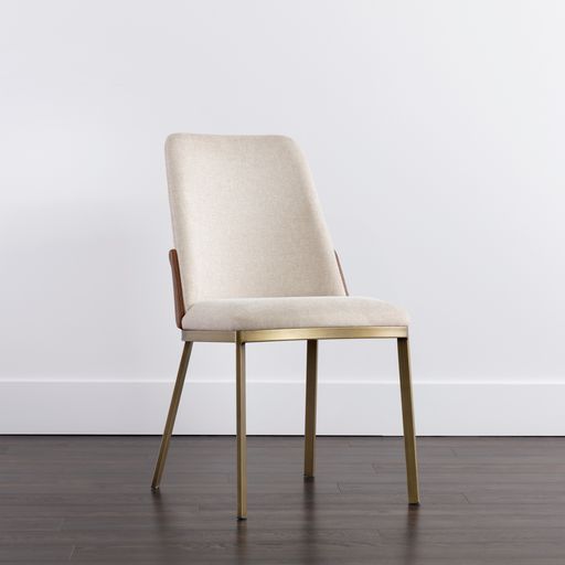 Sunpan Marie Dining Chair Belfast Heather Grey-Bravo Metal / Belfast Oatmeal-Bravo Cognac - Set of Two