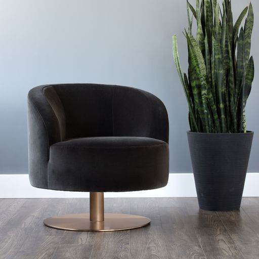 Sunpan Peggy Swivel Lounge Chair Giotto Cabernet / Giotto Shale Grey