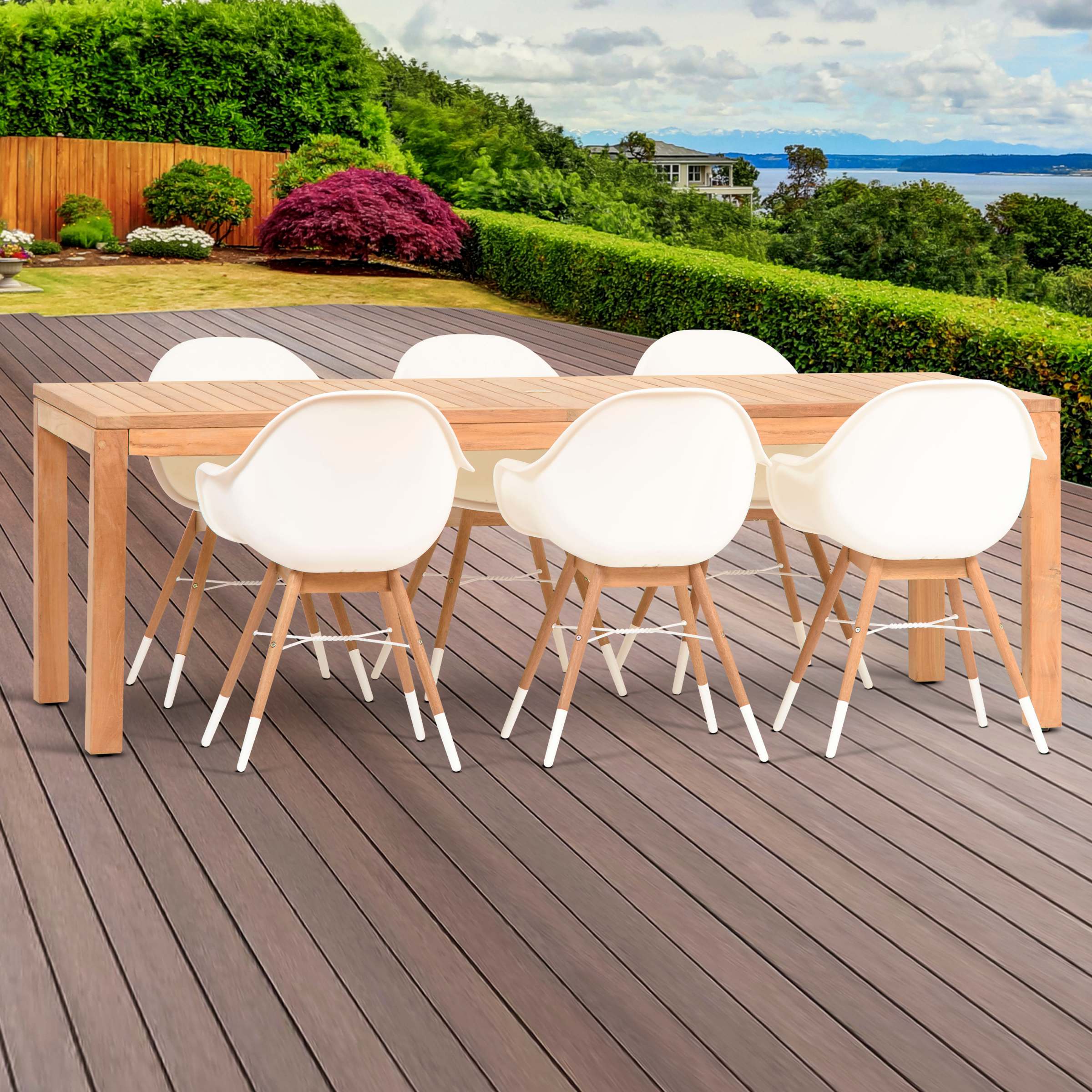 International Home Miami Amazonia Charlotte Deluxe 7 Piece Teak Rectangular Patio Dining Set