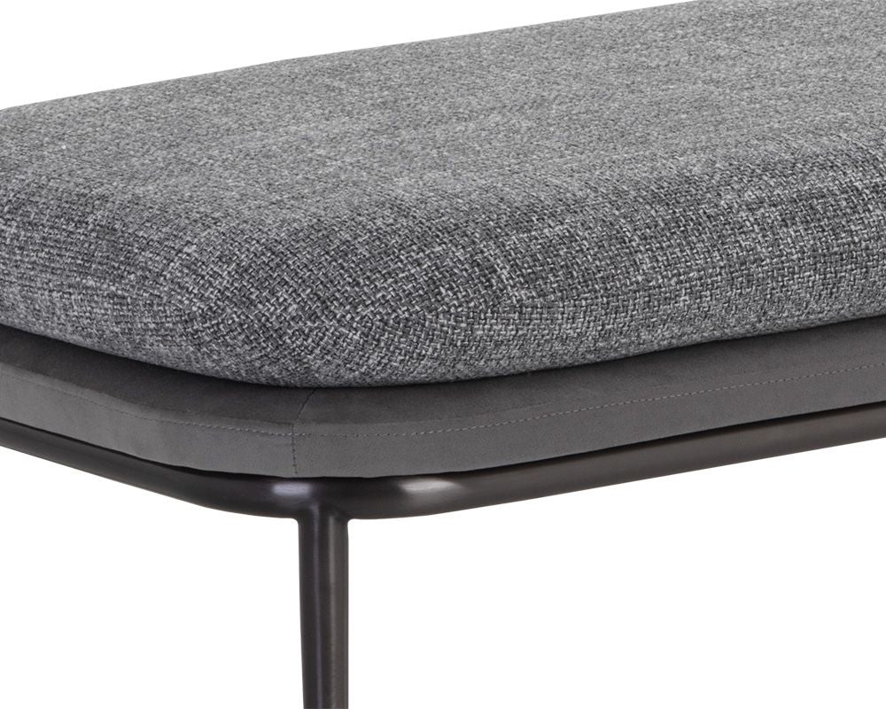 Sunpan Koffi Bench Dark Bronze-Chacha Cream Meg Taupe / Gun Rey-Chacha Grey Antonio Charcoal