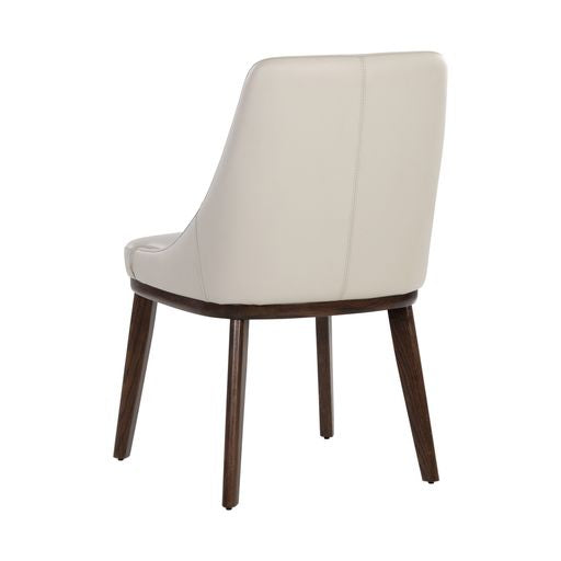 Sunpan Jody Dining Chair in Alpine Grey / Linea Light Grey / Missouri Mahogany Leather - Set of Two