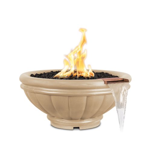 The Outdoor Plus Roma GFRC Concrete Fire & Water Bowl, Liquid Propane, 24", Java, Avalon, GFRC, Outdoor