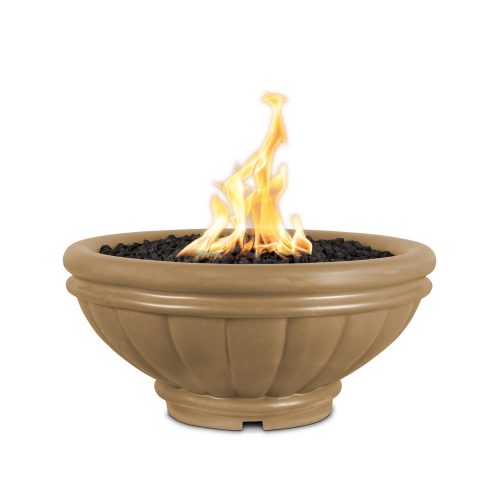 The Outdoor Plus Roma GFRC Concrete Fire Bowl, Liquid Propane, 24", Java, Avalon, GFRC, Outdoor