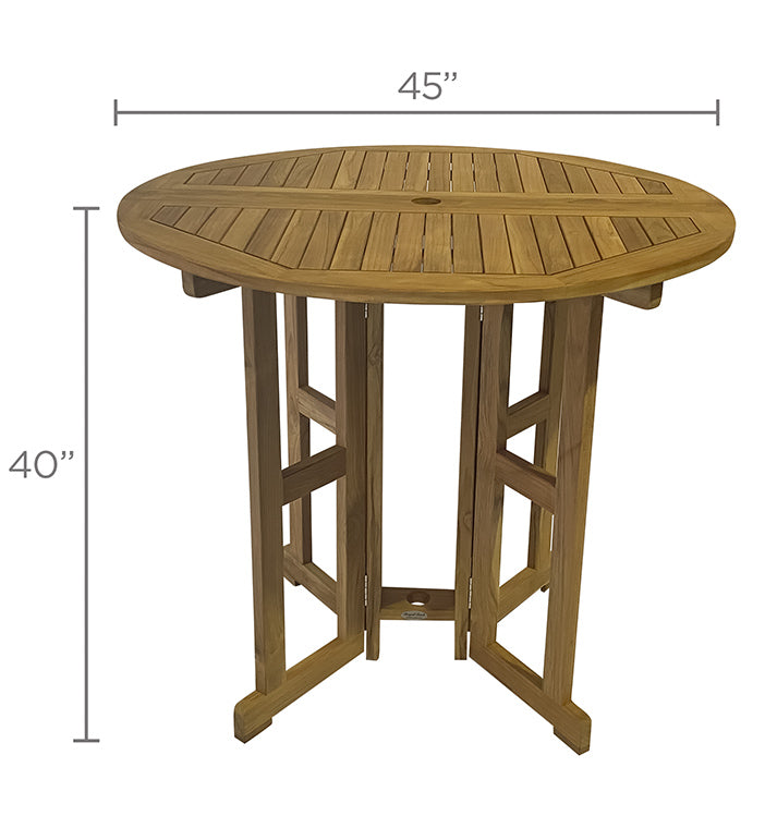 Royal Teak Admiral Bar Drop Leaf Table Round 45"