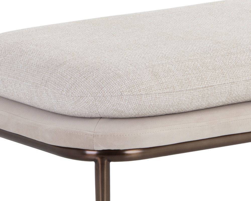 Sunpan Koffi Bench Dark Bronze-Chacha Cream Meg Taupe / Gun Rey-Chacha Grey Antonio Charcoal