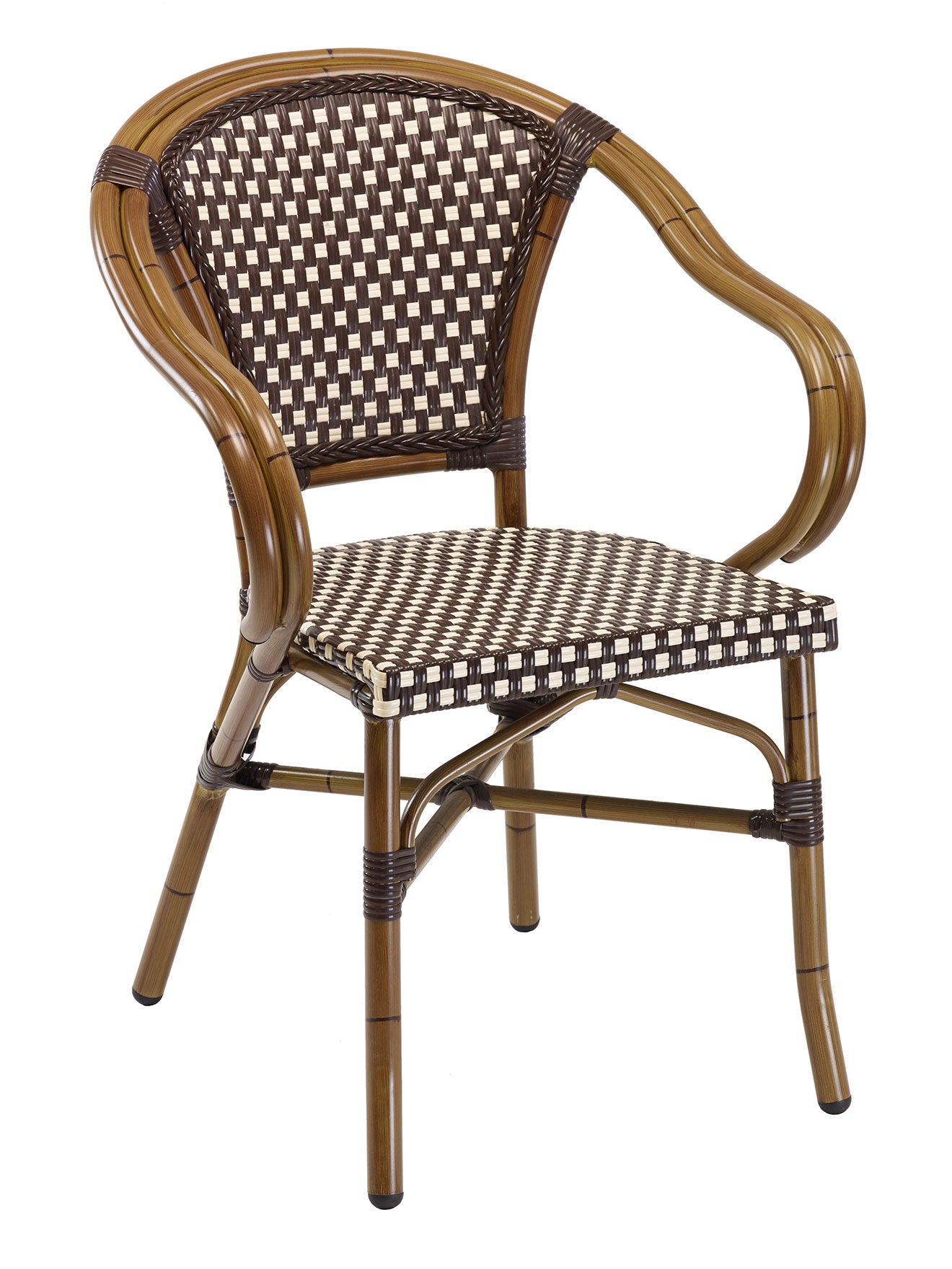 Florida Seating Hand Painted Aluminum Frame Arm Chair with PE Weave And Binding Back And Seat - RT-02