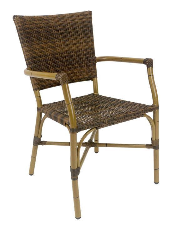 Florida Seating Hand Painted Aluminum Frame Arm Chair with PE Weave And Binding Back And Seat - RT-04