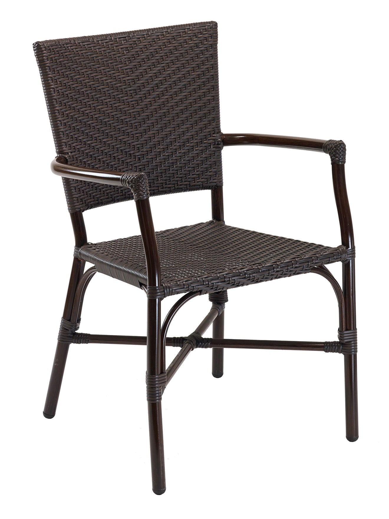 Florida Seating Hand Painted Aluminum Frame Arm Chair with PE Weave And Binding Back And Seat - RT-04