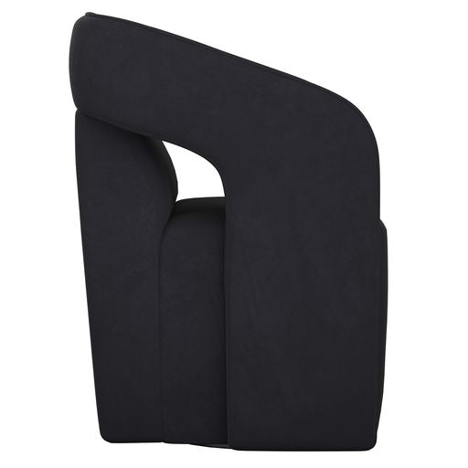 Sunpan Kendrick Wheeled Dining Armchair in Abbington Black / Moto Stucco / Nash Zebra