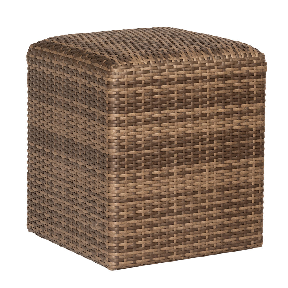 Woodard Reunion Reticulated Cube in Calico, Ottoman, Wicker, Square, Frame, Outdoor