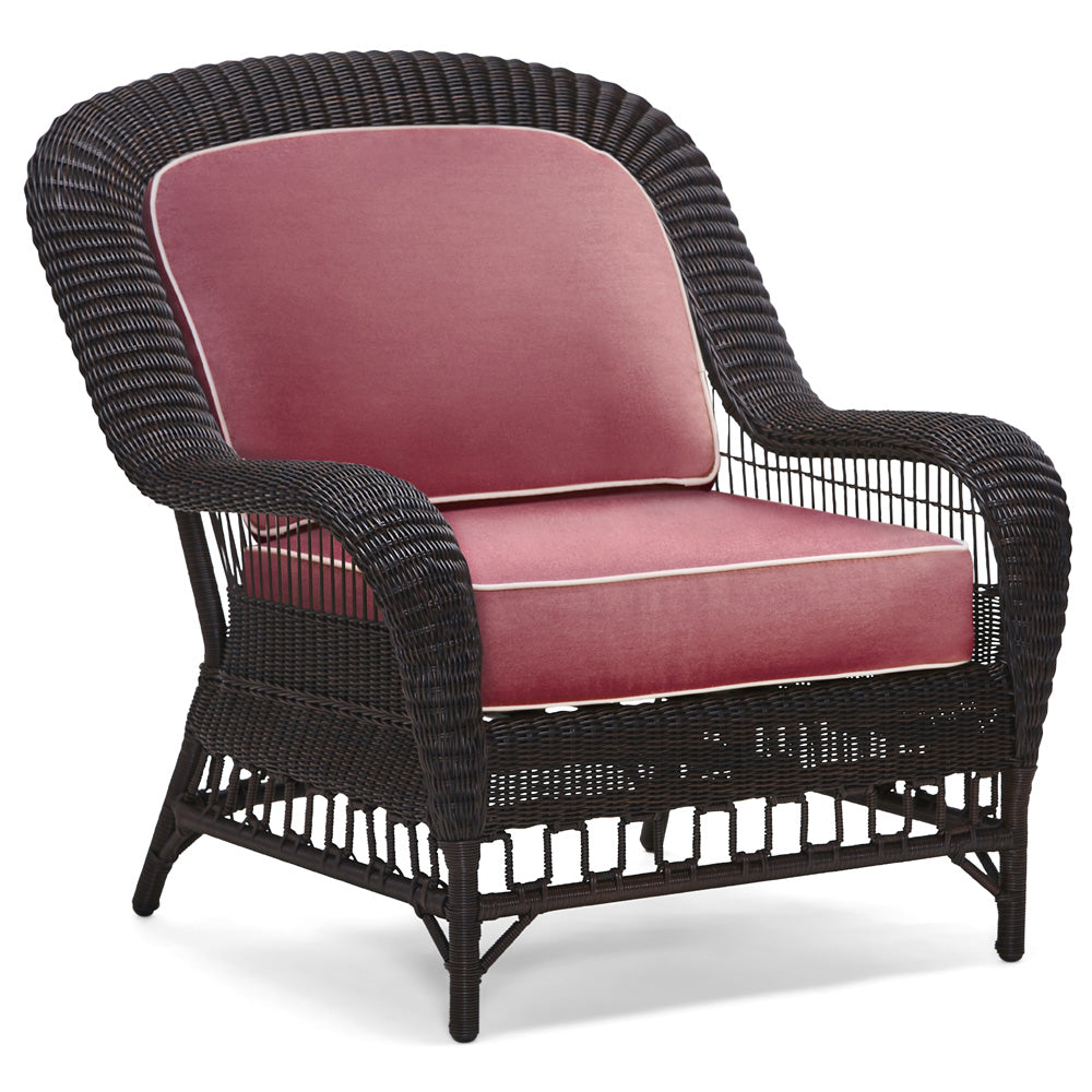 Woodard San Michele by Alexa Hampton Lounge Chair, Beach Bum Creamsicle (Grade A), Grade A FabricGarden Chairs, Lounge Chairs, San Michele, Wicker, Lounge Chairs, Rectangular, Outdoor