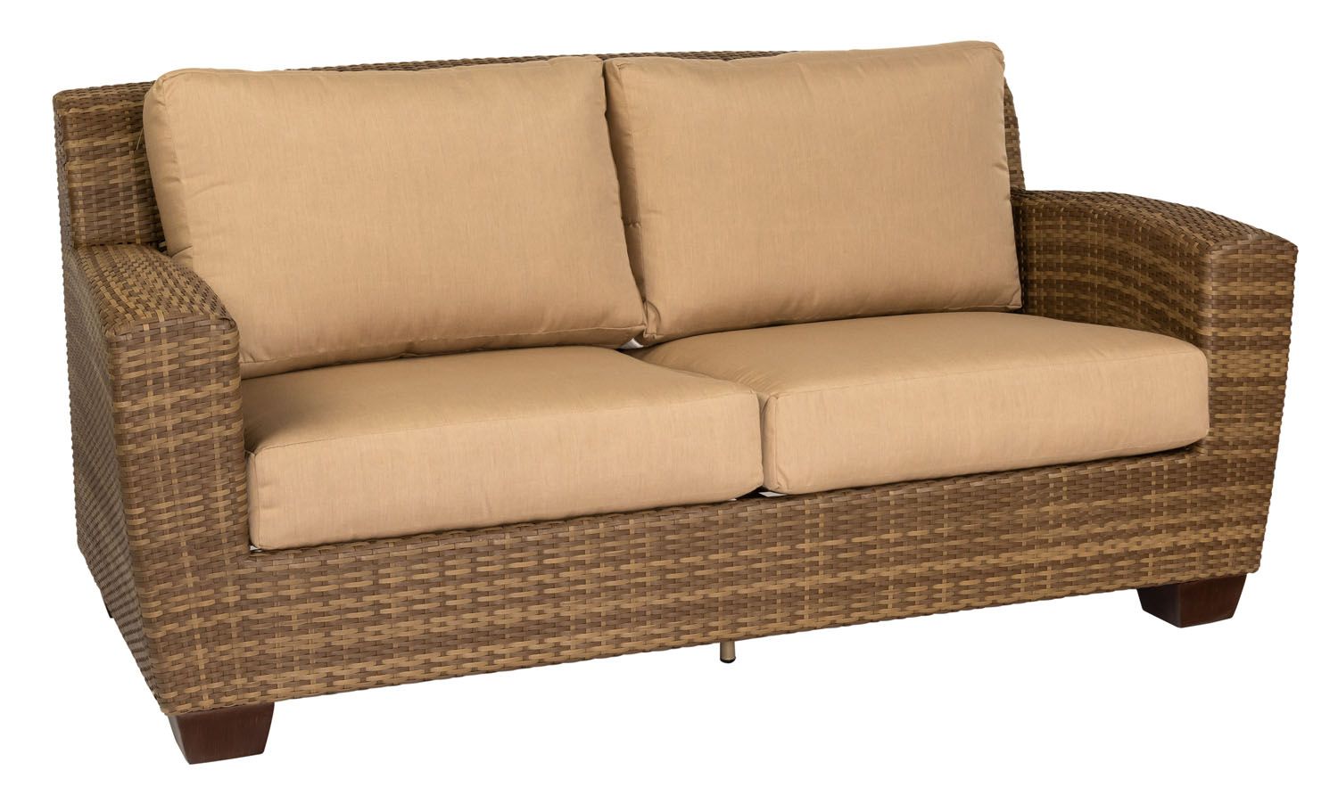 Woodard Saddleback Love Seat, Mocha, Beach Bum Creamsicle (Grade A), Grade A Fabric, Garden Chairs, Loveseat, Saddleback, Wicker, Loveseats, Rectangular, Outdoor
