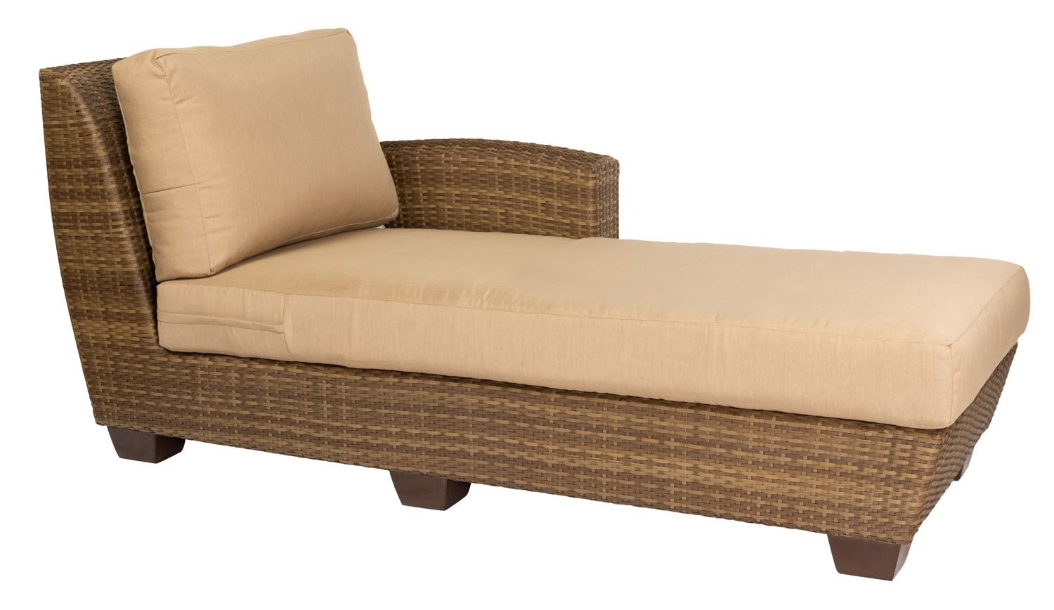 Woodard Saddleback Right/Left Arm Facing Chaise Lounge Sectional, Coffee, Beach Bum Creamsicle (Grade A), Grade A Fabric, Garden Chairs, Chaises, Saddleback, Wicker, Chaise Lounge, Rectangular, Outdoor