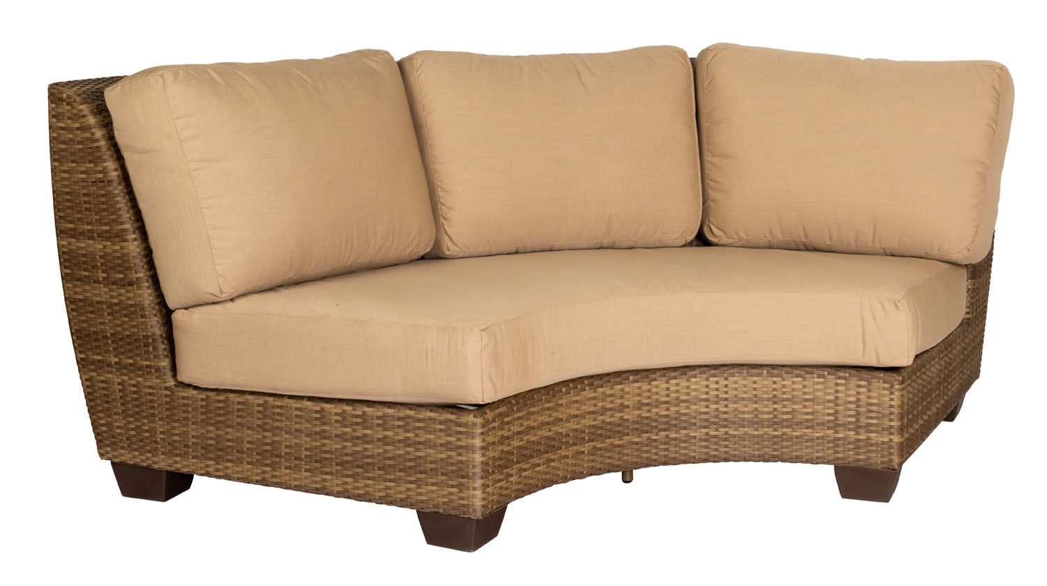Woodard Saddleback Curved Sectional Unit, Coffee, Beach Bum Creamsicle (Grade A), Grade A Fabric, Garden Chairs, Sectional, Saddleback, Wicker, Sectionals, Curved, Outdoor