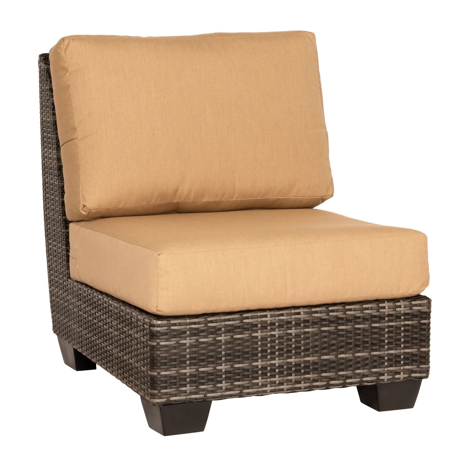 Woodard Saddleback Armless Sectional Unit, Coffee, Beach Bum Creamsicle (Grade A), Grade A Fabric, Garden Chairs, Sectional, Saddleback, Wicker, Sectionals, Rectangular, Outdoor