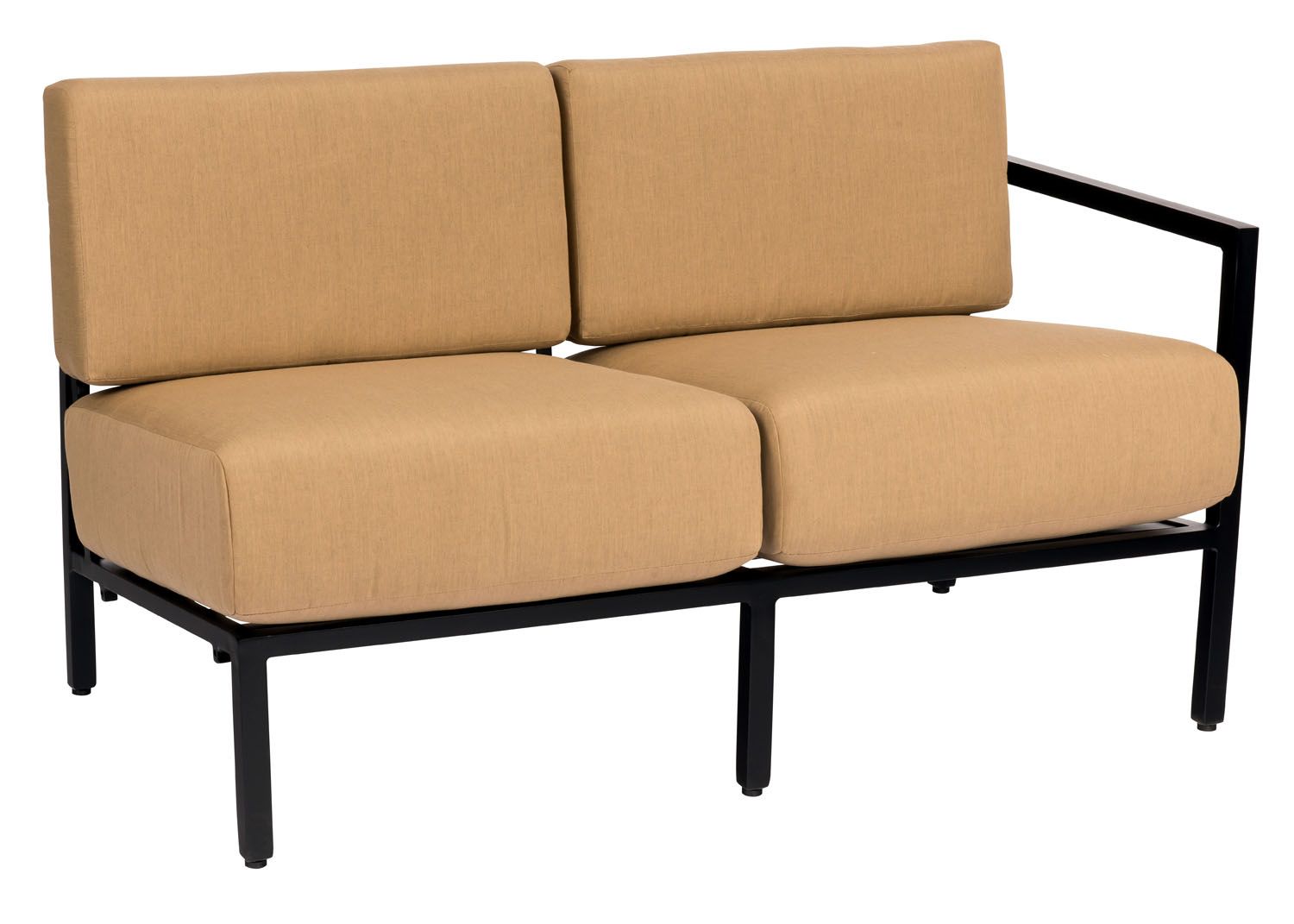 Woodard Salona LAF/RAF Sectional Love Seat, Aged Teak, Beach Bum Creamsicle (Grade A), Grade A Fabric, Garden Chairs, Loveseat, Salona, Aluminum, Loveseats, Rectangular, Outdoor