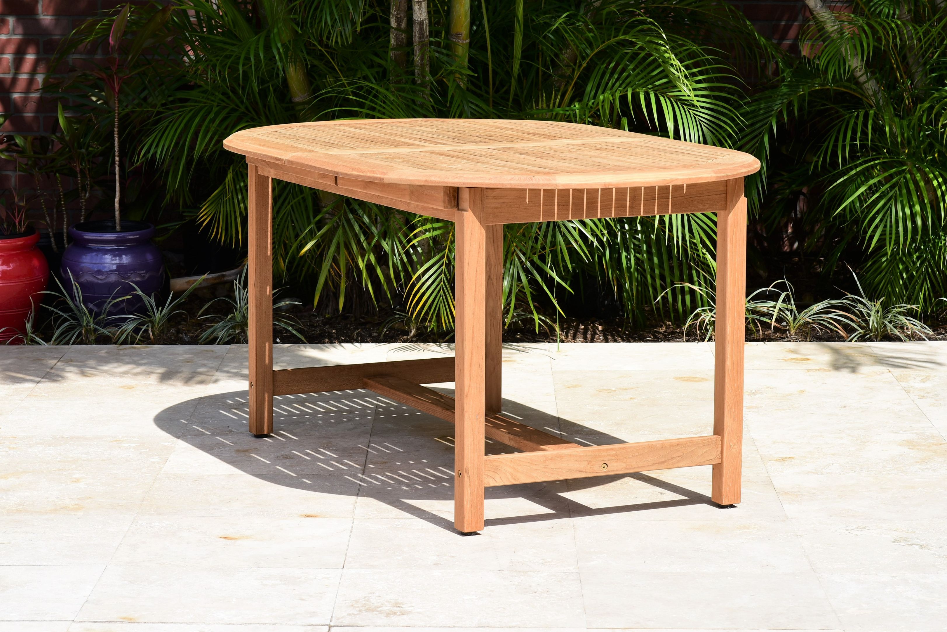 International Home Miami Amazonia 7-Piece Oval Extendable Patio Dining Set | Certified Teak | Ideal for Outdoors and Indoors