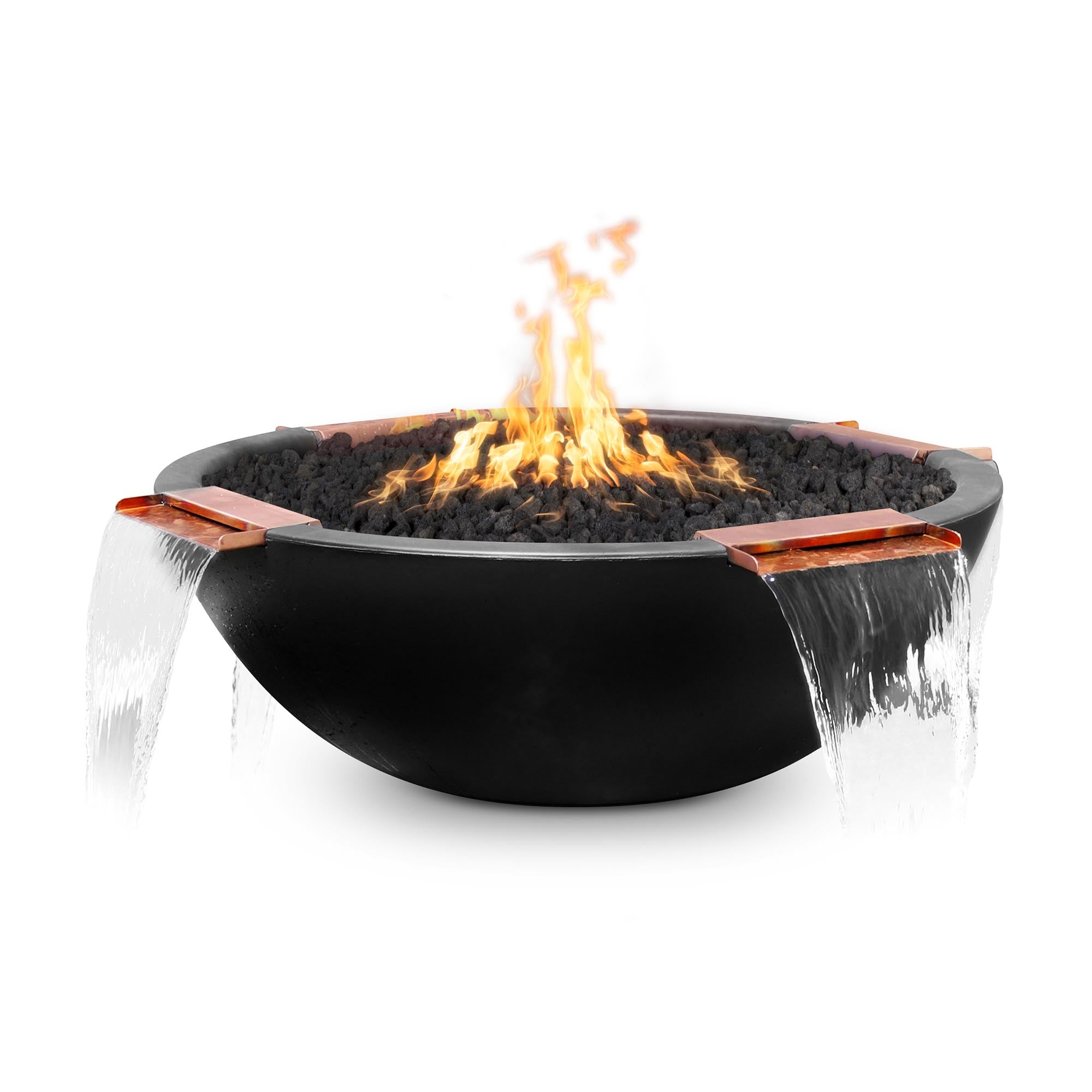 The Outdoor Plus Sedona GFRC Fire & Water Bowl - 4 Way Spill, Liquid Propane, 46", Java, Sedona, GFRC, Outdoor