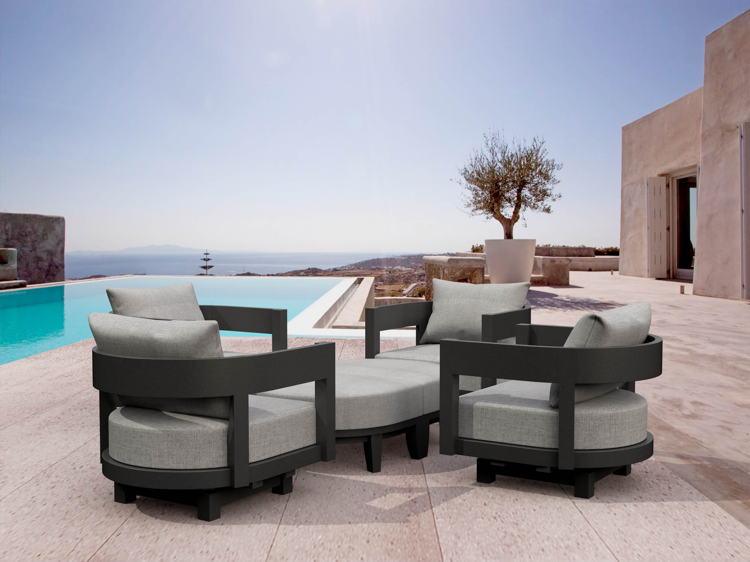 Anderson Teak SET-174 6-pc Coronado Aluminum Deep Seating Set