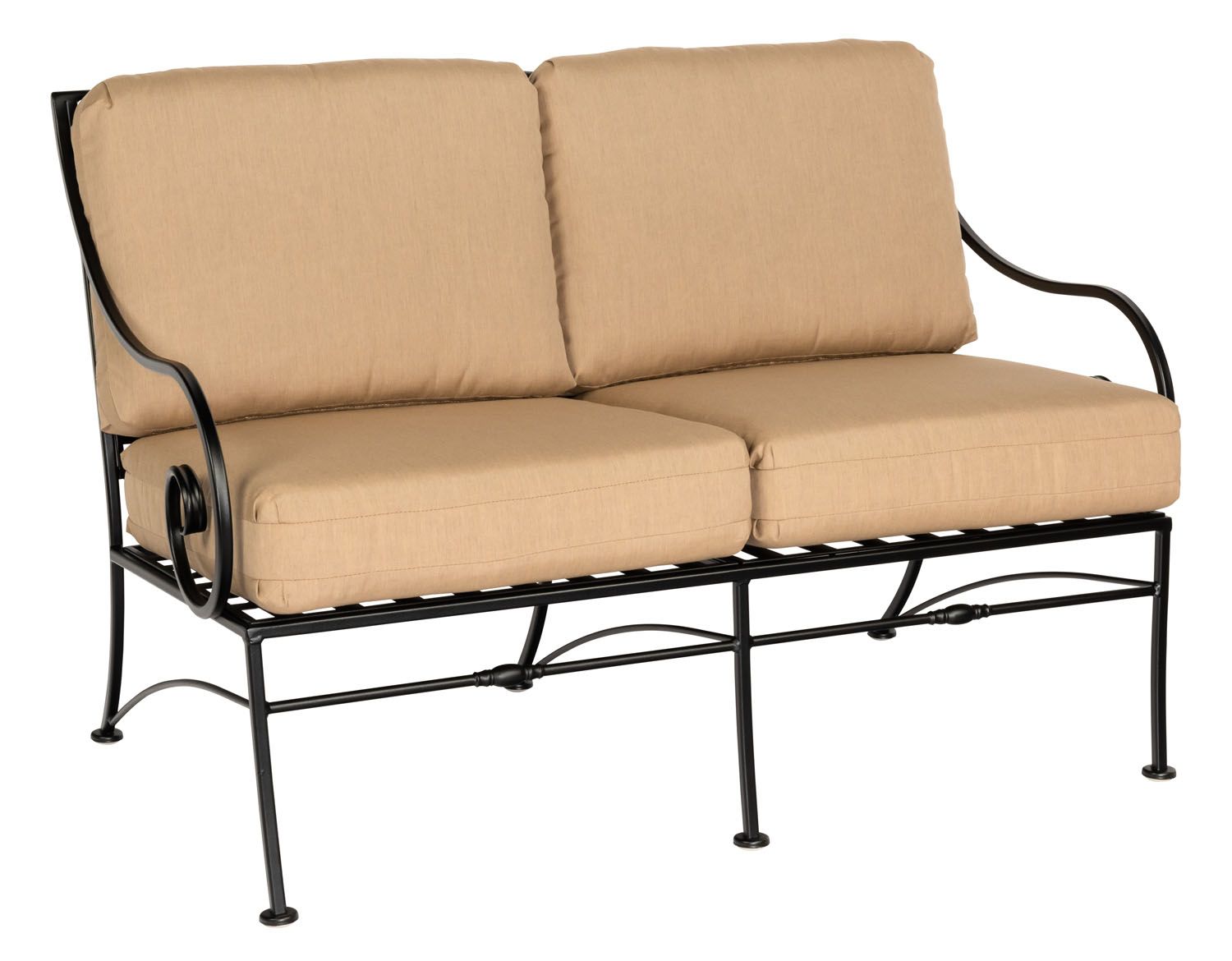 Woodard Sheffield Love Seat, Aged Teak, No Cushion, Grade A Fabric, Garden Chairs, Loveseat, Sheffield, Iron, Loveseats, Curved, Outdoor