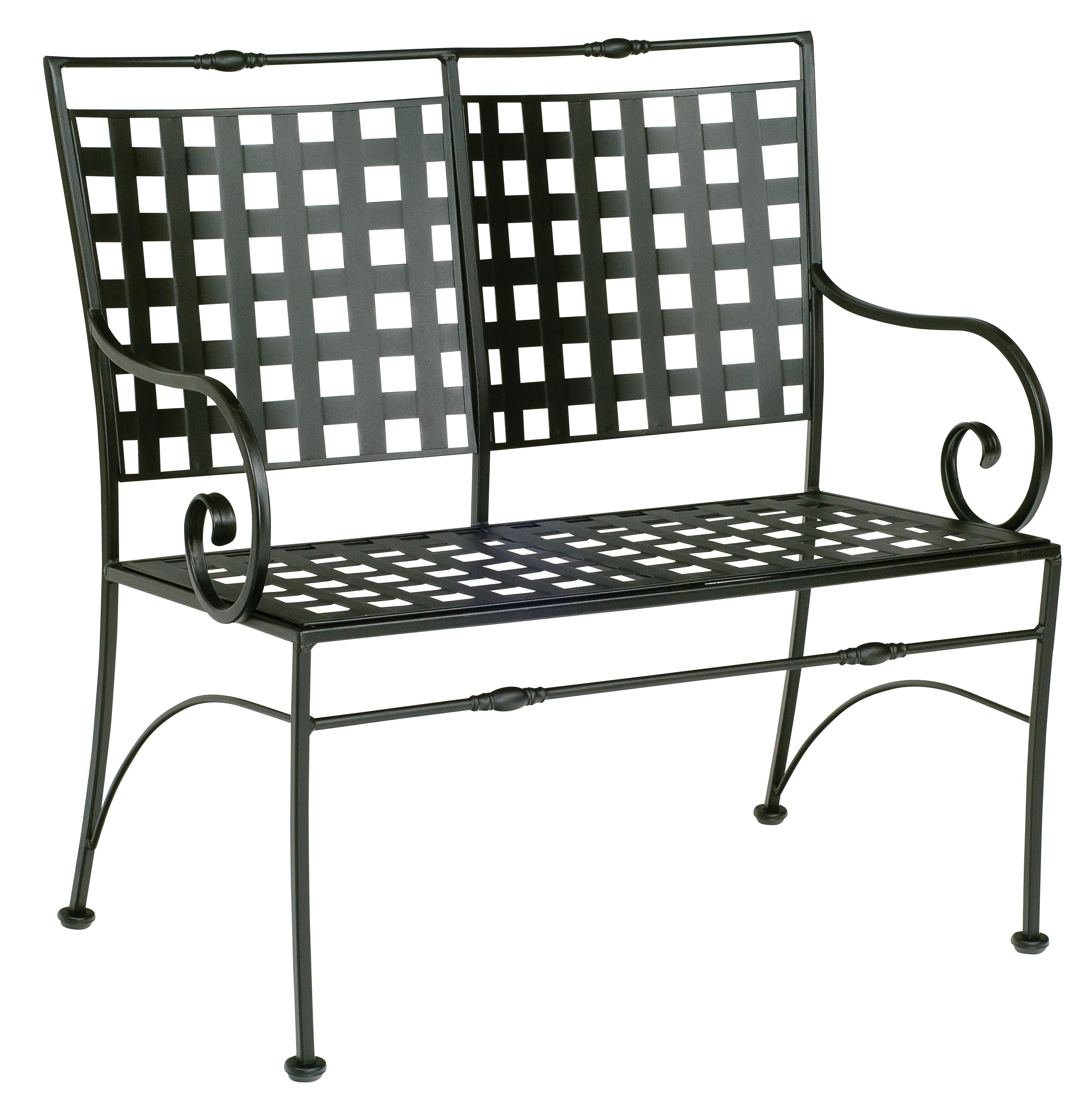 Woodard Sheffield Bench with Optional Cushion, Aged Teak, No Cushion, Grade A Fabric, Garden Chairs, Benches, Sheffield, Iron, Bench, Curved, Outdoor