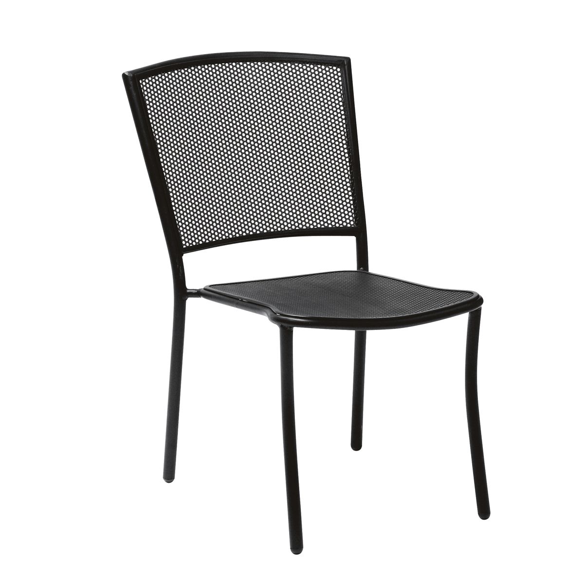 Woodard Café Series Albion Textured Black Side Chair - Stackable