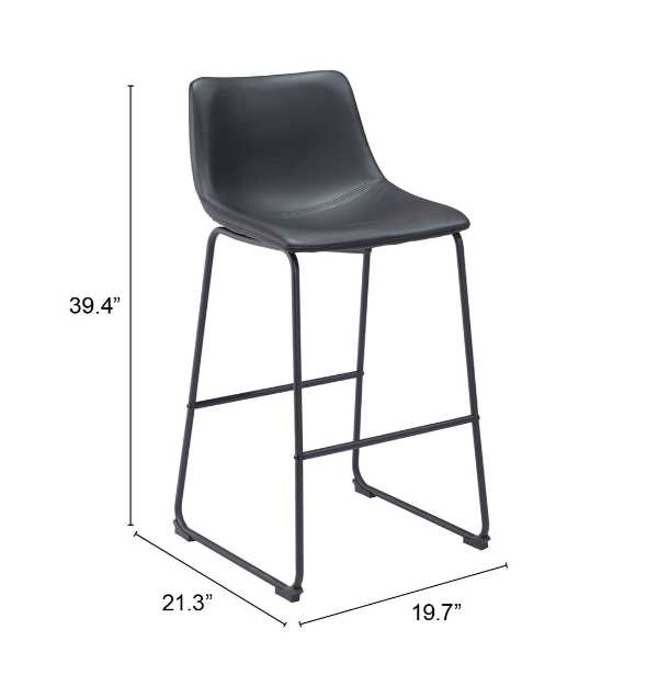 Zuo Modern Smart Barstool in Black/Charcoal/Vintage Espresso