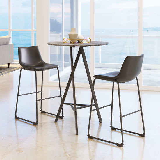 Zuo Modern Smart Barstool in Black/Charcoal/Vintage Espresso