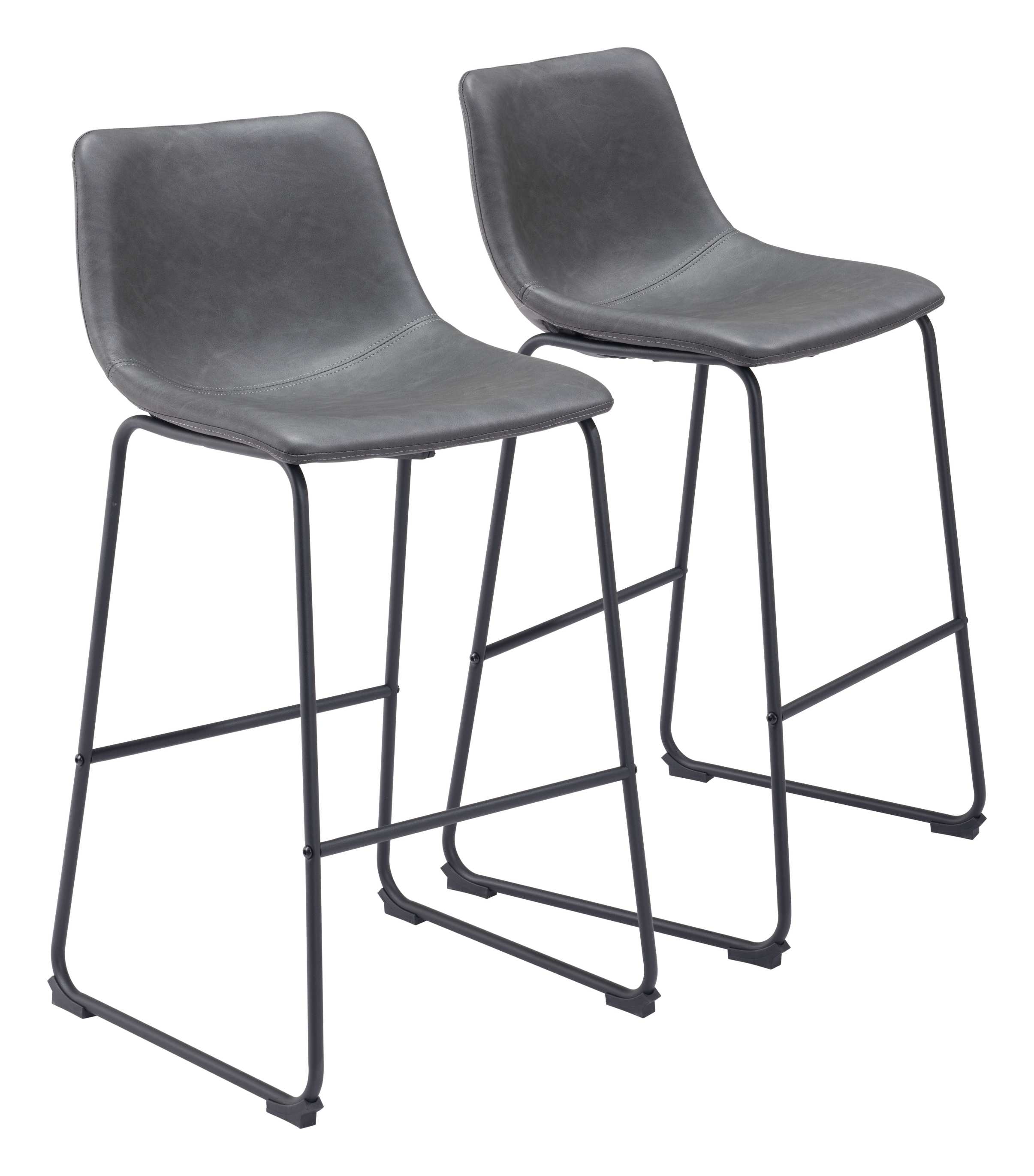 Zuo Modern Smart Barstool in Black/Charcoal/Vintage Espresso