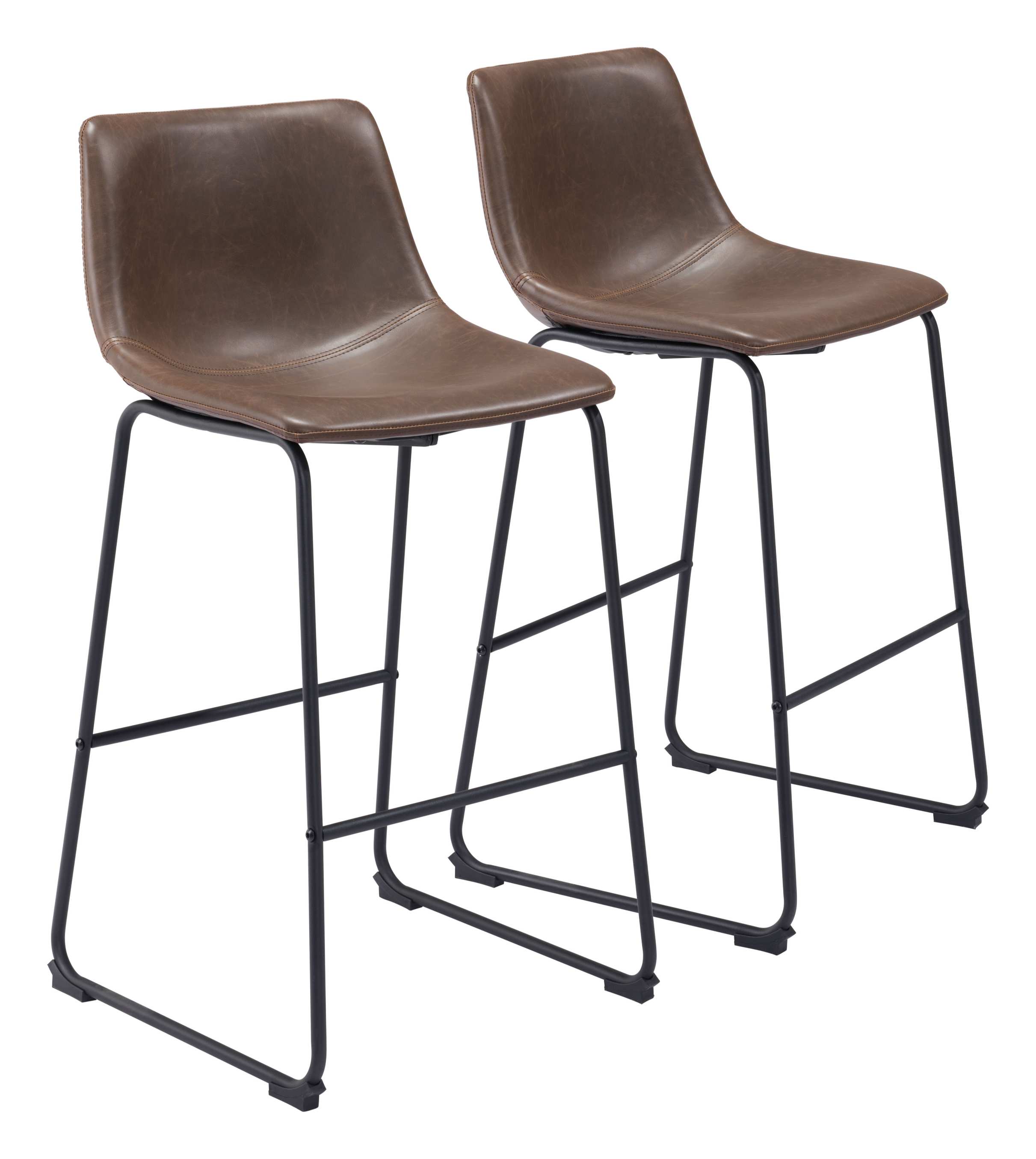 Zuo Modern Smart Barstool in Black/Charcoal/Vintage Espresso