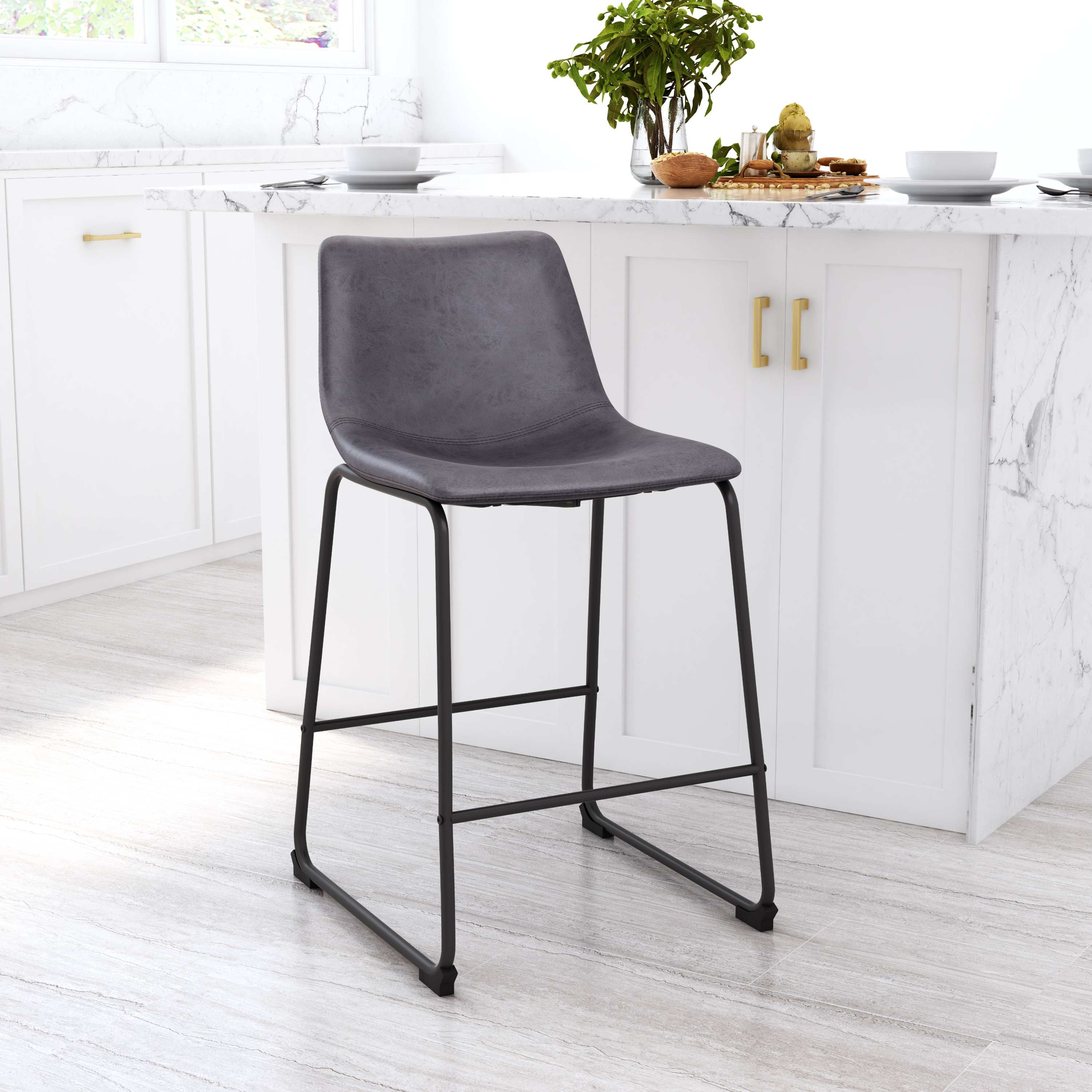 Zuo Modern Smart Counter Stool in Black/Ivory/Charcoal/Vintage Espresso