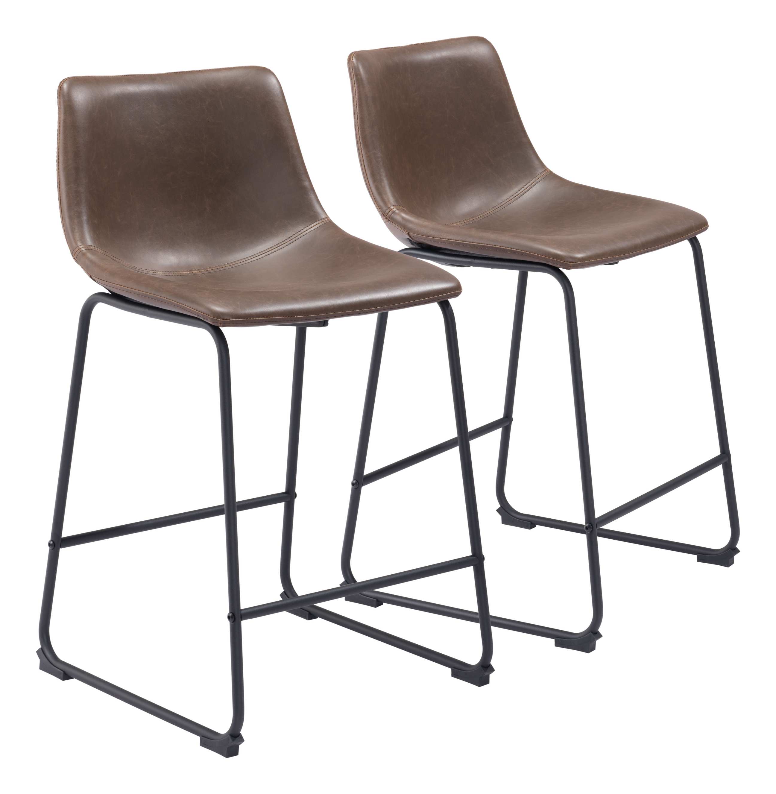 Zuo Modern Smart Counter Stool in Black/Ivory/Charcoal/Vintage Espresso