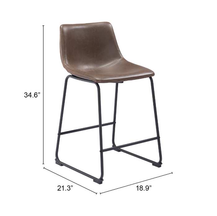 Zuo Modern Smart Counter Stool in Black/Ivory/Charcoal/Vintage Espresso