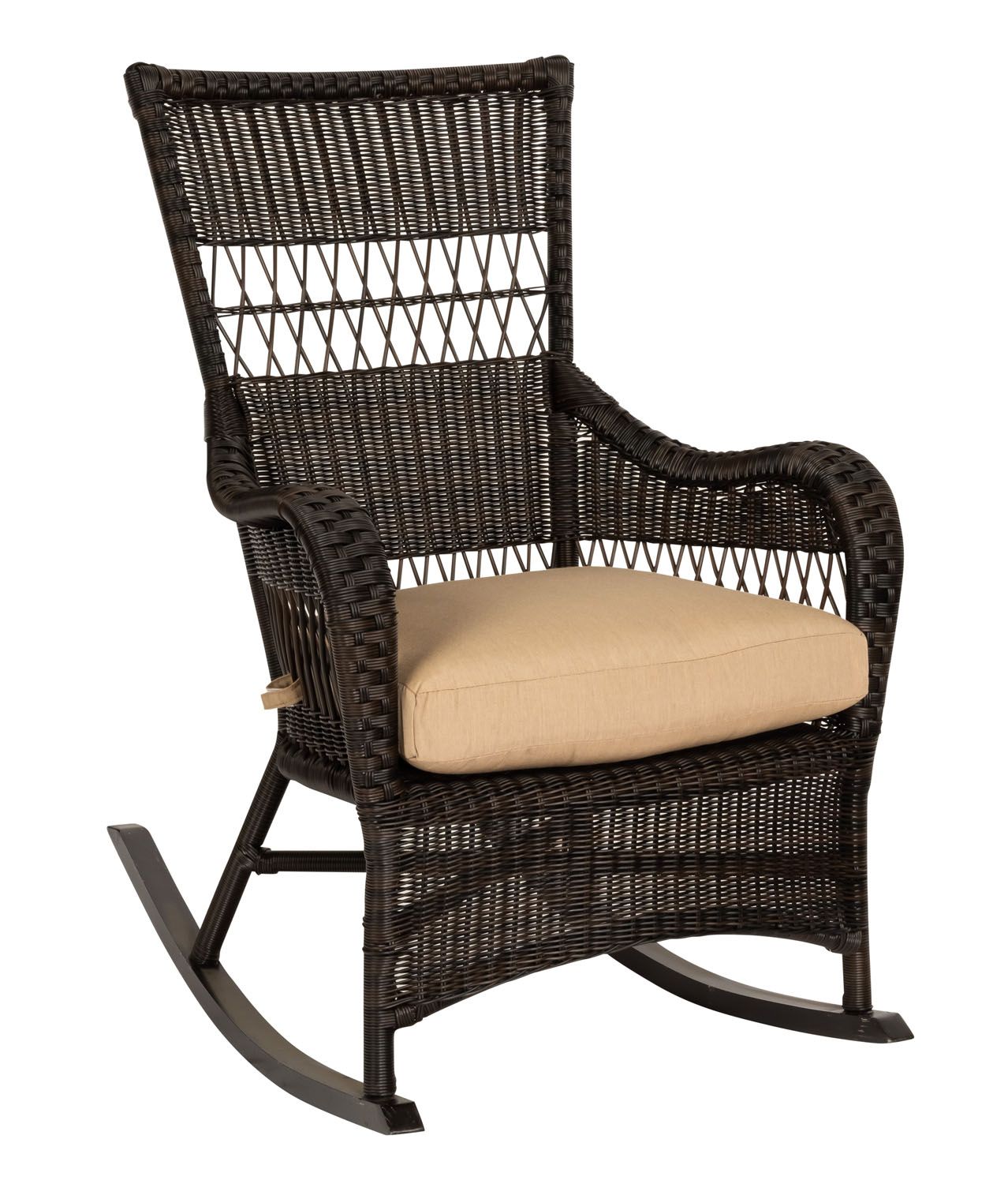 Woodard Sommerwind Rocker, Chocolate, Beach Bum Creamsicle (Grade A), Grade A Fabric, Garden Chairs, Rockers, Sommerwind, Wicker, Rockers, Curved, Outdoor